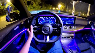 New MERCEDES E-CLASS 2021 (Facelift) - NIGHT POV test drive & FULL REVIEW (AMG Line 220d)