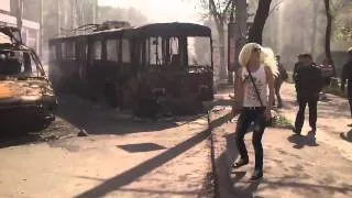 Сепаратисты сожгли троллейбусы (Краматорск, 04.05.14)