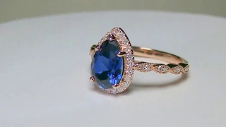 Custom Blue Sapphire and Diamond Ring, Rose Gold Video