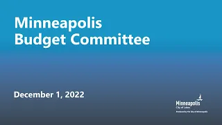 December 1, 2022 Budget Committee