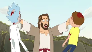 Rick vs Jesus Full fight . pelea completa sub. español Rick and Morty 6x7