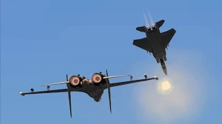 DCS World: SU-27 Flanker fighting a shitload of F-15's.