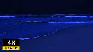 Relieve Stress And Fall Asleep In 3 Minutes With The Sound Of Ocean Waves At Night 4K Video