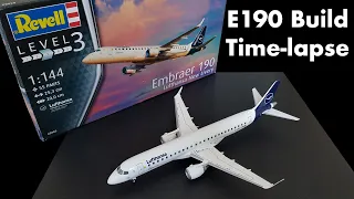 Revell Embraer 190 Lufthansa Time-lapse Build (Plane Model 1/144 Scale)