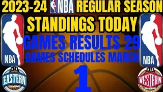 NBA Standings today / Games Results today Feb 29, 2024 / Games Schedule March 1, 2024