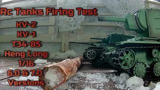 Rc Tanks Shooting! 💥💥💥 KV-2, KV-1 and T34-85 by Heng Long shooting test.