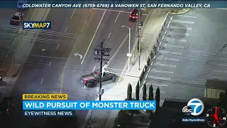 Wild monster pickup truck pursuit ends in San Fernando Valley | ABC7