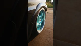 Tucked Schmidt Space line wheels on a bagged Peugeot 106