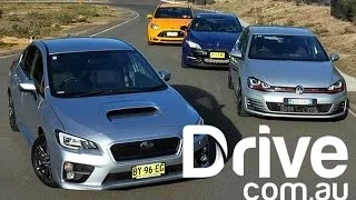 Subaru WRX v Volkswagen Golf GTI v Ford Focus ST v Renault Megane RS265 2014 | Drive.com.au