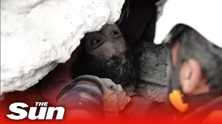 Girl rescued from rubble following earthquake in Aleppo