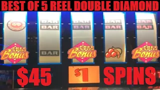 ALL $45 SPINS! BEST OF 5 REEL DOUBLE DIAMOND! JACKPOT! FREE GAMES! ALL WINS!