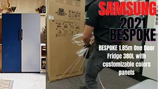 2021 New Samsung Unboxing BESPOKE 1.85m One Door Fridge 380L with customizable colors panels