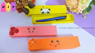 How To Make Cute Paper Pencil Box | Origami Pencil Box Easy || Aklima Crafts And Journals