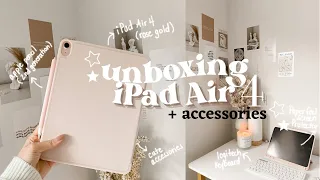 iPad Air 4 (rose gold) unboxing 📦 | apple pencil 2, other accessories, setting up, + more! 💗☁️