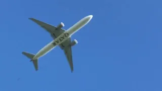 Qatar Boeing 777 departs  Manchester Airport