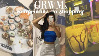 GRWM + Comprinhas do shopping 🛍️🤍✨- Maquiagem, looks, comida, drinks.