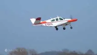 Beechcraft V35B Bonanza 300m/984ft Take off from Augsburg airport - Full HD