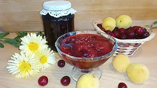 Варенье из вишни и абрикосов. Пятиминутка. Вкусный десерт к чаю. Cherry and apricot jam.