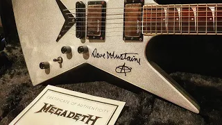 Dave Mustaine personal MEGADETH tour guitar: Dean Zero Silver Sparkle up close video