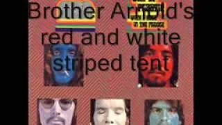 Man - 2 Ozs. of plastic with a hole in the middle - Brother Arnold's red and white striped tent