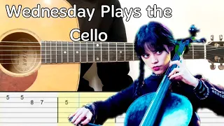 Wednesday Plays the Cello (EASY Guitar Tutorial Tab)