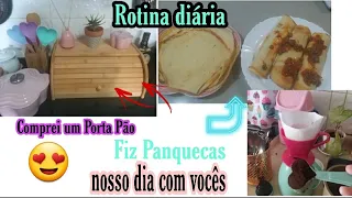 #Rotinadiaria/ Comprei um Porta Pão/ Fiz panquecas   #portapaodebambu #panquecas #rotinanoturna