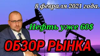 Нефть уже 60$. Обзор рынка. Курс доллара. Причины роста и возможные риски. #доллар #нефть #рубль