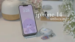 iphone 14 unboxing (Starlight) 2022  || new accessories + customization 🐻