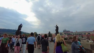 Walk 4K Prague Charles Bridge, Nerudova Street, Prague Castle, Vitus Cathedral