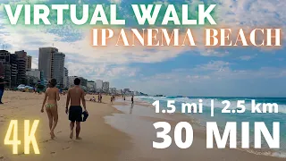 Virtual Walk 30 Minutes | Ipanema Beach 1.5 mi (2.5 km) | Treadmill Virtual Walk in 4K |