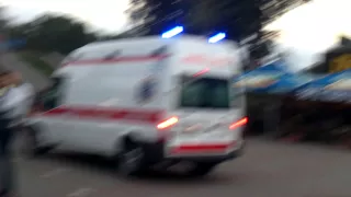 Ford Transit ambulance with blue lights