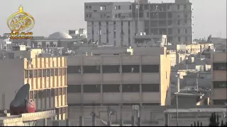 شام درعا المحطلة تدمير مدفع 23 لقوات النظام في أحد المباني التي تتحصن فيها قوات الأسد 25 6 2015