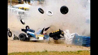 1989 F1 Spanish GP-Q1 - Gregor Foitek crash following rear wing breakage & Senna ignore black flags