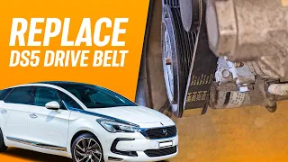 How To Replace Serpentine Drive Belt Citroen DS5 1.6 THP, (DS3, DS4, Peugeot 3008, 5008, RCZ etc)