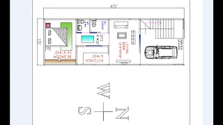 15*45 house plan | north facing | 15 by 45 house plan