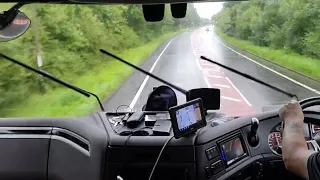 POV Truck Driving UK Abbeytown in Cumbria to Carlisle Heavy rain