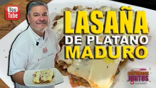 Como hacer una LASAÑA DE PLATANO MADURO sin horno ✅💯