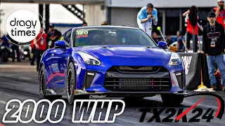 2000 WHP Nissan GT-R R35 at TX2K24 Drag Racing 0-193 mph (311 km/h) in 7.47 Seconds