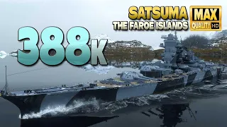 Battleship Satsuma with huge 388k on map The Faroe Islands - World of Warships