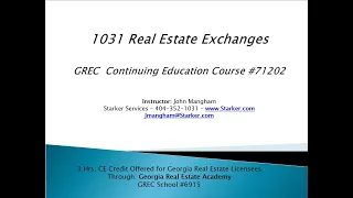 1031 Real Estate Exchanges - CE Class