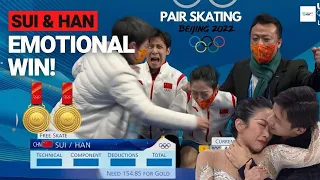 Emotional Chinese Figure Skaters SUI and HAN won GOLD in pair skating | Beijing 2022