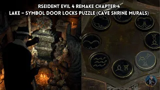 Resident Evil 4 Remake Chapter 4 Lake – Symbol Door Locks Puzzle (Cave Shrine Murals)