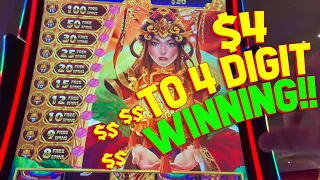 LAST $4 THEN WON A THOUSAND!! with VegasLowRoller on Lantern Rise Slot Machine!!