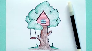 How to Draw Simple Tree House