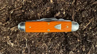 Great Eastern Cutlery #53 Journeyman Electrician Knife with Jigged Orange Delrin. A Hefty Tool!