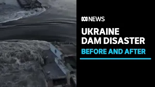 Satellite images show Ukraine's Nova Kakhovka dam before and after it was destroyed | ABC News