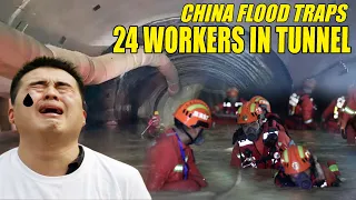 China flood disaster! Terrible Flood traps 24 construction workers in tunnel under Chinese reservoir