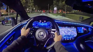 2022 Mercedes-Benz EQS 450+ POV Night Drive (3D Audio)(ASMR)