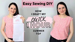 EASY way to draft a SIMPLE summer top! NON traditional method pattern making