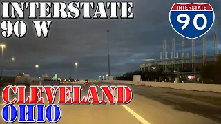 I-90 West - Cleveland - Ohio - 4K Sunset Highway Drive